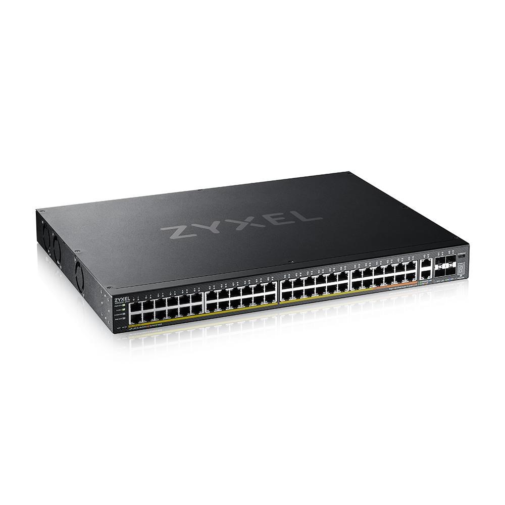 ZyXEL XGS2220-54FP, L3 Access Switch, 960W PoE, 40xPoE+/10xPoE++, 48x1G RJ45 2x10mG RJ45, 4x10G SFP+ Uplink, incl. 1 yr 3 