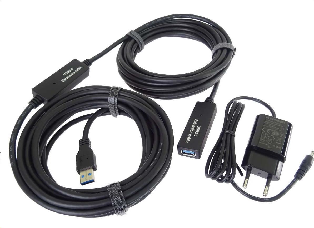 PremiumCord USB 3.0 repeater a prodlužovací kabel A/ M-A/ F 15m0 