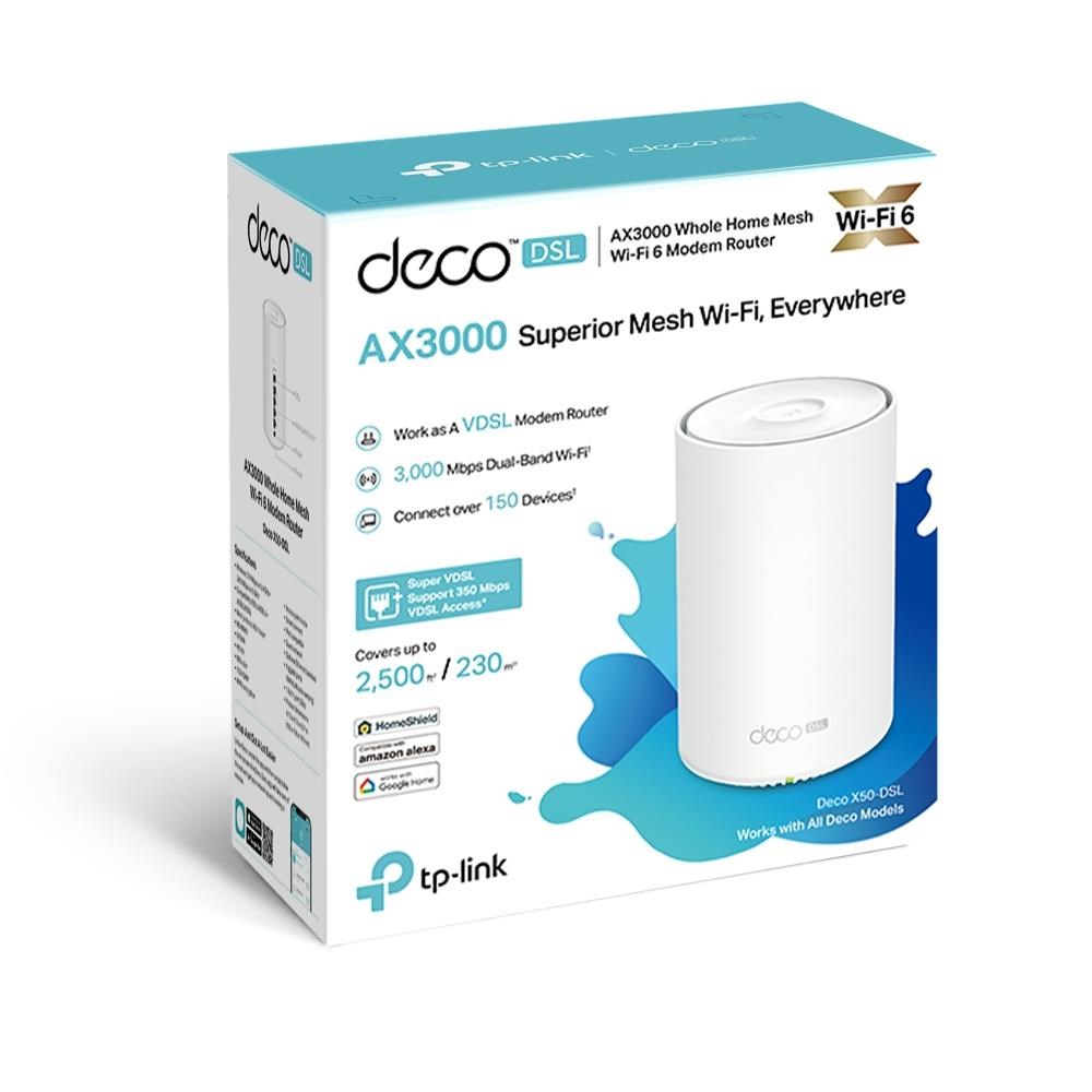 TP-Link Deco X50-DSL WiFi6 Mesh (AX3000, 2, 4GHz/ 5GHz, 4xGbELAN/ WAN, 1xDSL Port (VDSL2/ ADSL2+/ ADSL2/ ADSL)5 