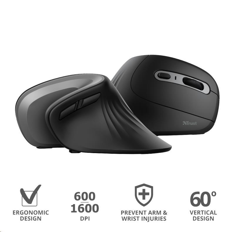 TRUST Verro Bezdrôtová ergonomická myš,  čierna6 