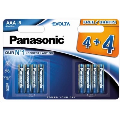 PANASONIC Alkalické baterie Evolta Platinum LR03EGE/ 8BW 4+4F AAA 1, 5V (Blistr 8ks)0 