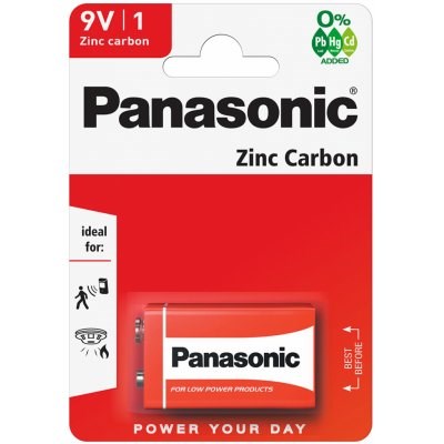 PANASONIC Zinkouhlíkové baterie Zinc Carbon 6F22RZ/1BP 9V (1 ks)0 