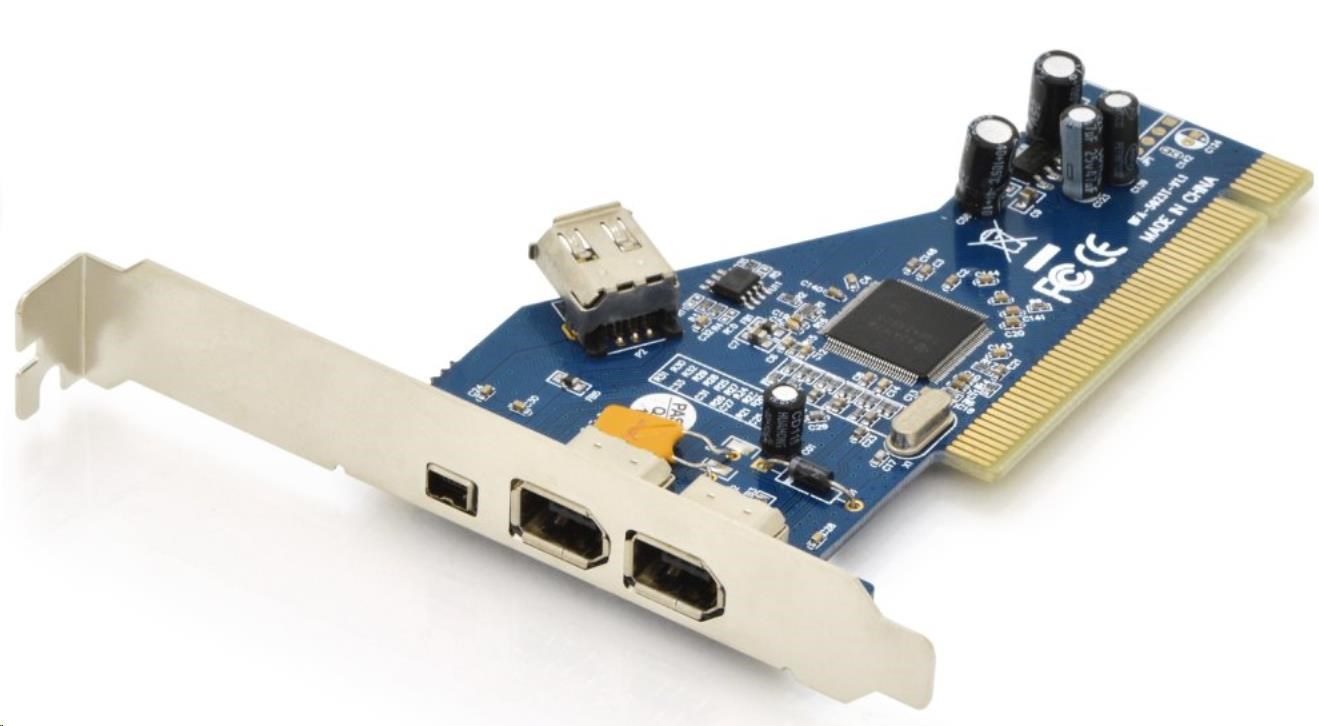 DIGITUS IEEE 1394a Interface Card, PCI, 4 Port2x6-Pin+1x4-Pin Extern, 1x6-Pin Intern PnP, VIA VT6306 chipset0 