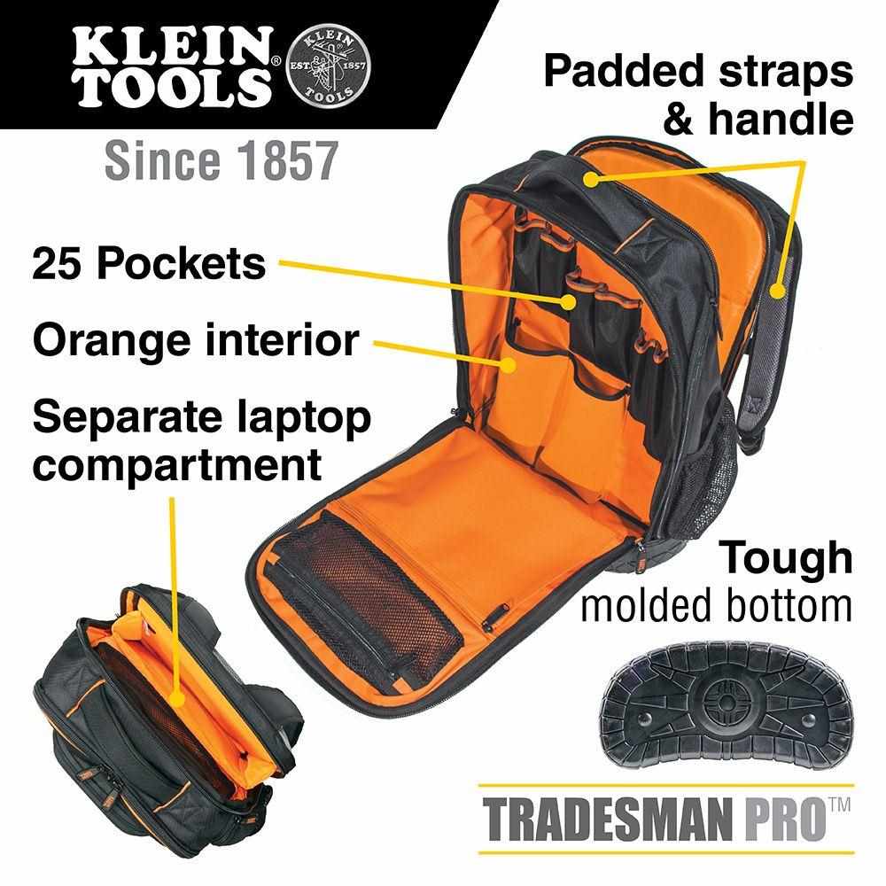 KLEIN TOOLS - Tradesman Pro™ Tool Bag,  batoh na nářadí - 25 kapes,  kapsa pro 17, 3