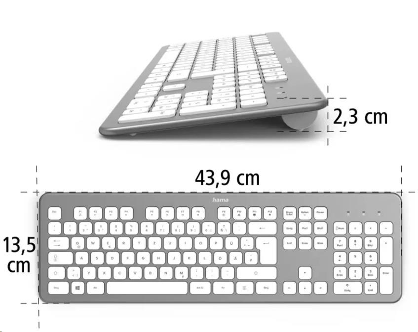 Hama bezdrátová klávesnice KW-700,  stříbrná/ bílá1 