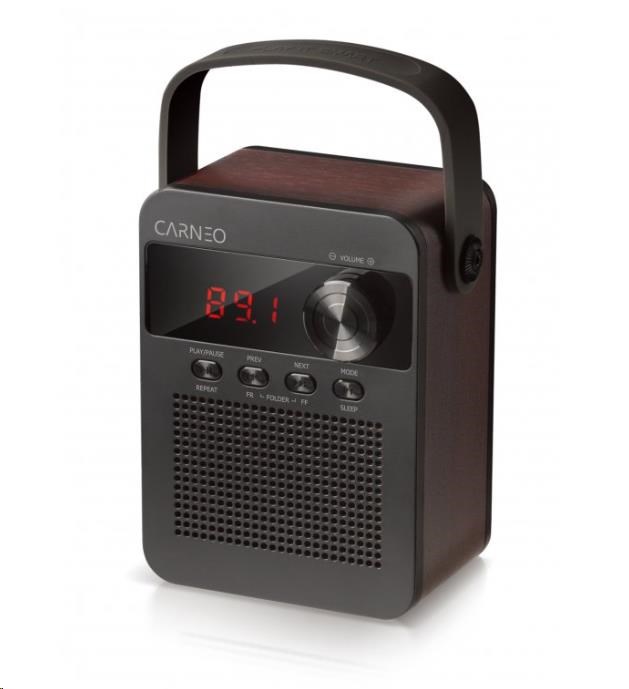 CARNEO F90 FM rádio,  bluetooth reproduktor,  black/ wood0 