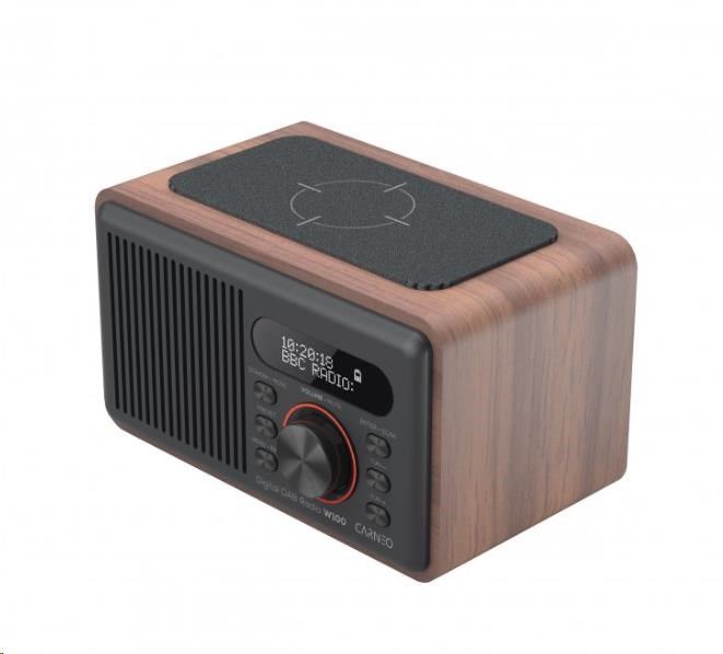 CARNEO W100 Rádio DAB+,  FM,  BT,  Wireless charging,  wood1 