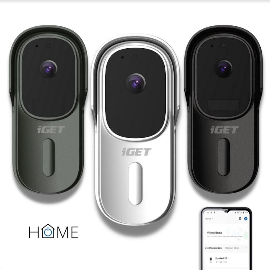 iGET HOME Doorbell DS1 Anthracite - WiFi batériový videozvonček, FullHD, obojsmerný zvuk, CZ aplikácie2 