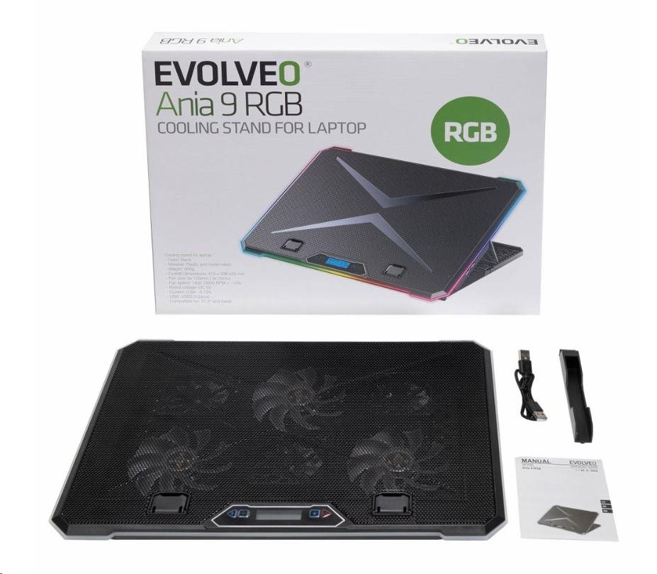 EVOLVEO Ania 9 RGB,  nastavitelný podstavec pro notebook3 