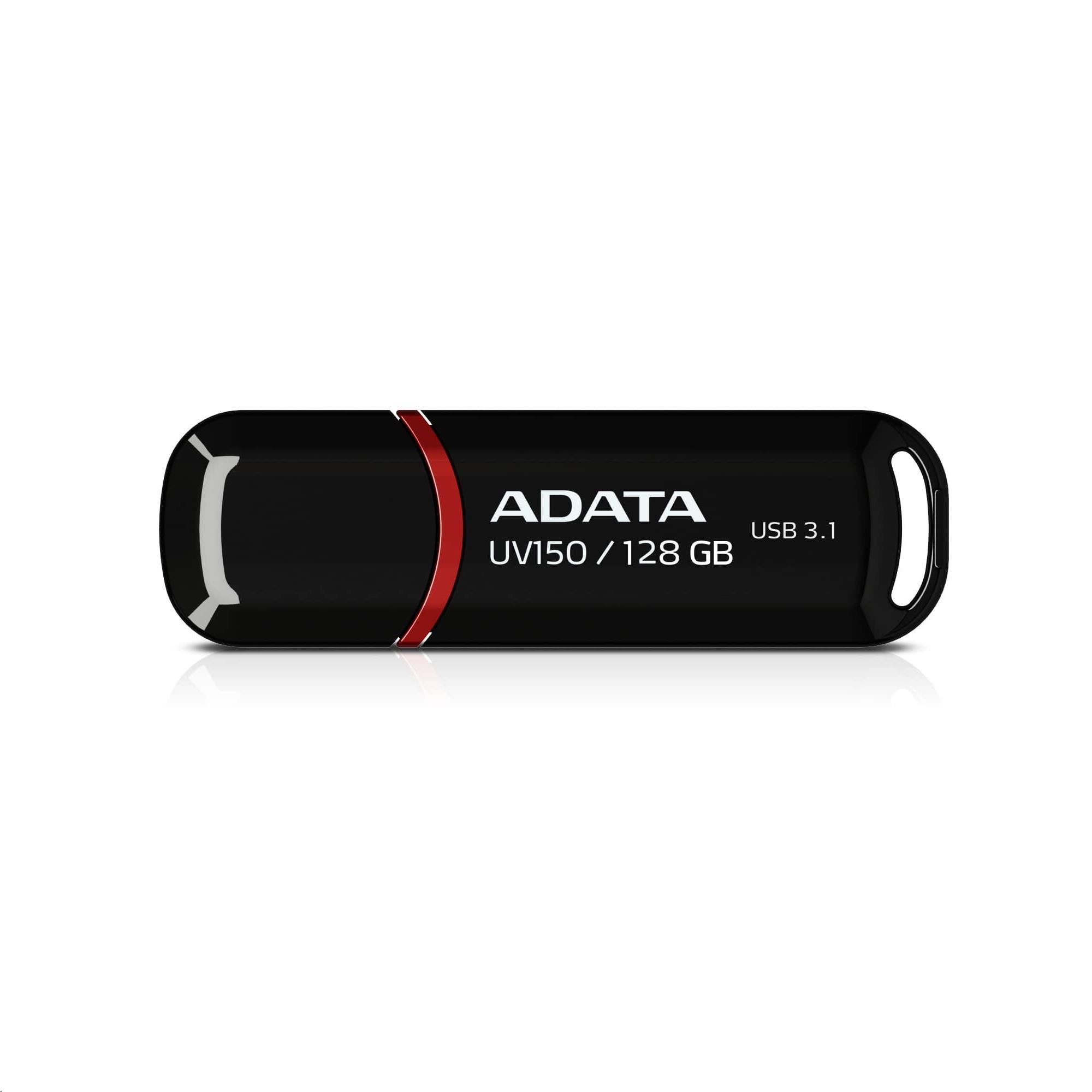 ADATA Flash disk 128GB UV150,  USB 3.1 disk Dash Drive (R:90/ W:20 MB/ s) čierny0 
