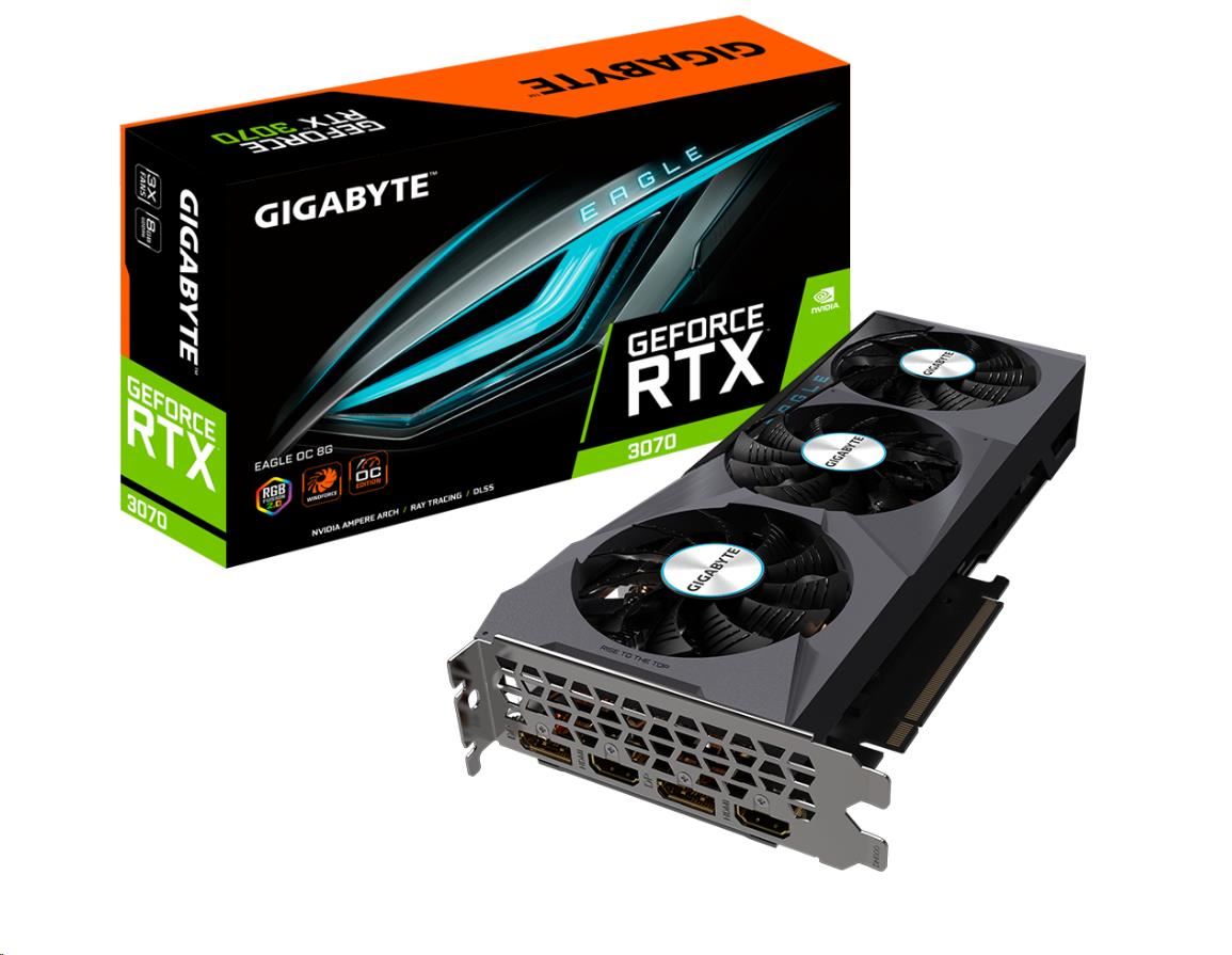 BAZAR - GIGABYTE VGA NVIDIA GeForce RTX 3070 EAGLE OC 8G Rev. 2.0,  RTX 3070 LHR,  8GB GDDR6,  2xDP,  2x HDMI - Po opravě (B4 