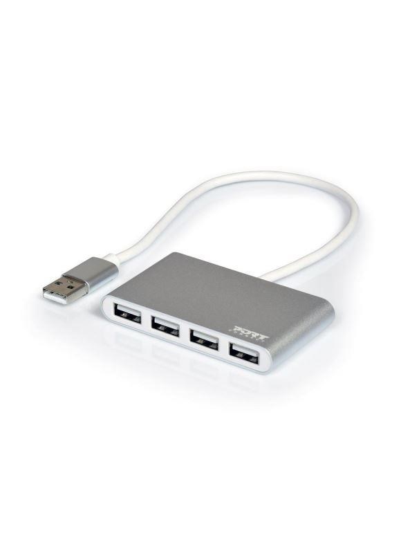 PORT USB HUB,  4x USB 2.0,  šedý1 