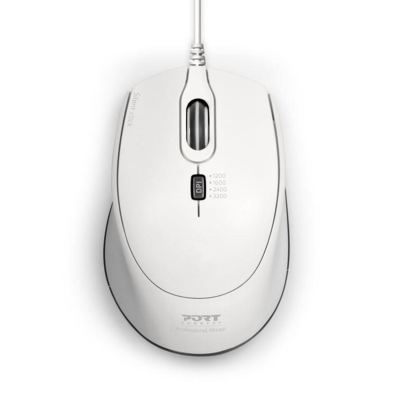 PORT optická myš SILENT,  USB-A/ USB-C,  3600 DPI,  bílá3 