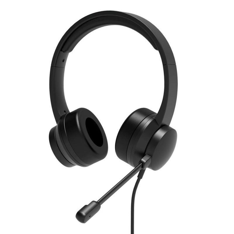 PORT stereo headset s mikrofonem,  USB-A/ USB-C,  černá0 