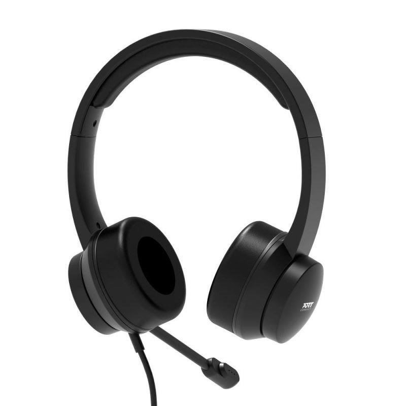 PORT stereo headset s mikrofonem,  USB-A/ USB-C,  černá3 