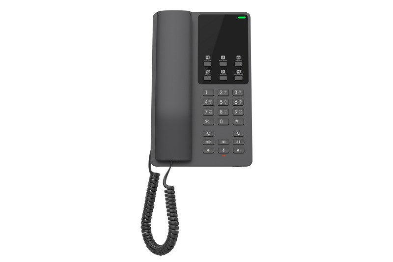 Grandstream GHP621,  hotelový VoIP telefon,  2 linky,  2 SIP účty,  PoE,  1x RJ45,  HD Audio,  3 cestná konference,  Černý0 