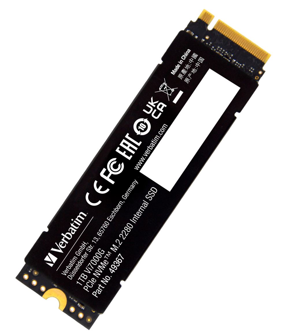 VERBATIM SSD Vi7000G Internal PCIe NVMe M.2 SSD 1TB ,  W 5500/  R 7400MB/ s2 