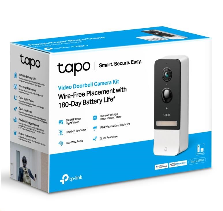 TP-Link Tapo D230S1 Chytrý video zvonek Tapo T230S1 1xTapo D230,  1xTapo H200 (5MP,  2K,  WiFi,  IR 8m,  1xGbE,  microSD)3 