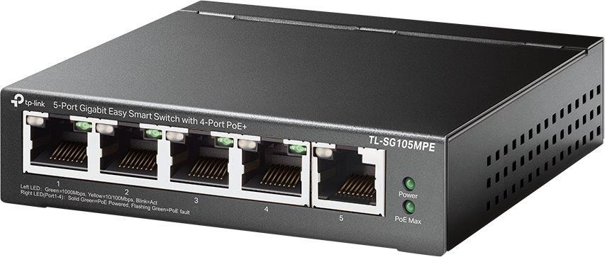 TP-Link Easy Smart switch TL-SG105MPE (5xGbE,  4xPoE+,  120W,  fanless)1 