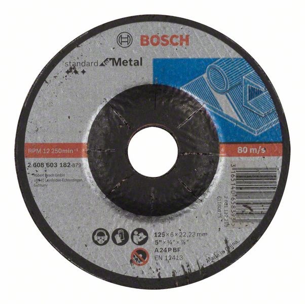 BOSCH hrubovací kotouč profilovaný Standard for Metal,  A 24 P BF,  125 mm,  22, 23 mm,  6, 0 mm0 