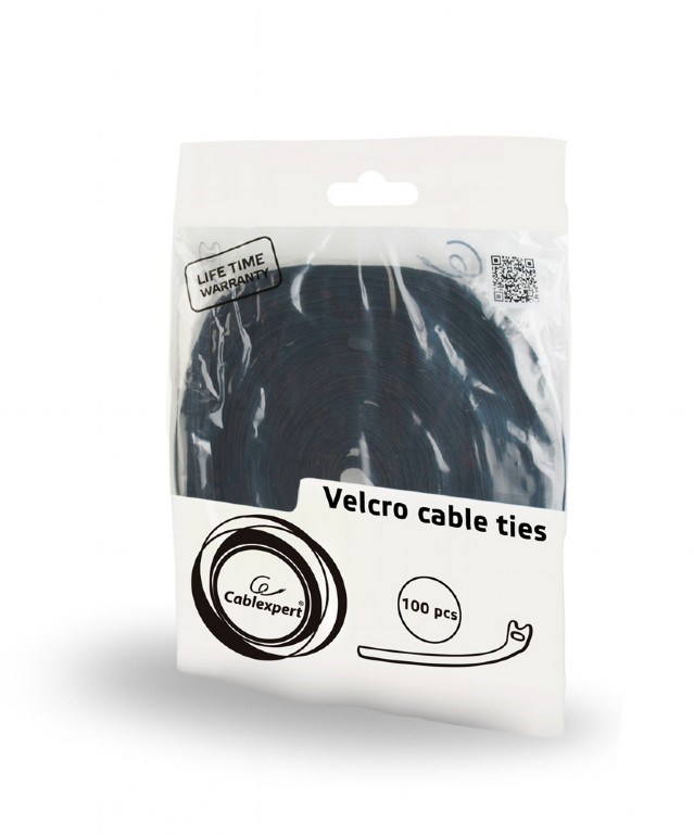 C-Tech CABLEXPERT stahovací pásky na suchý zip,  210mm,  černé,  100ks v balení2 