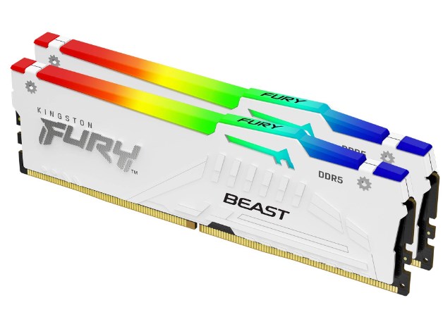KINGSTON DIMM DDR5 32GB (Kit of 2) 6000MT/ s CL40 FURY Beast Bílá RGB XMP0 