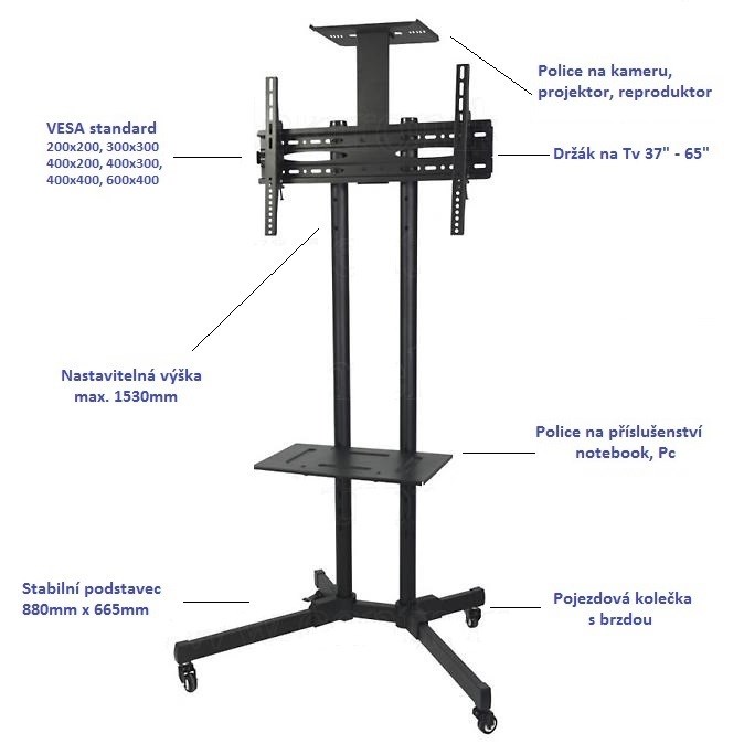 Tv stojan s policema Fiber Mounts M6C611 