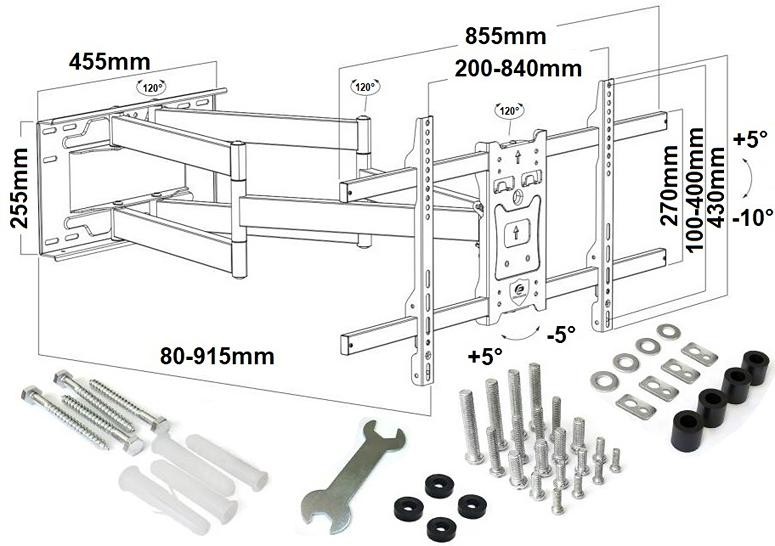 Poctivý výsuvný otočný a sklopný držák Tv Ergosolid ONYX-30
4 