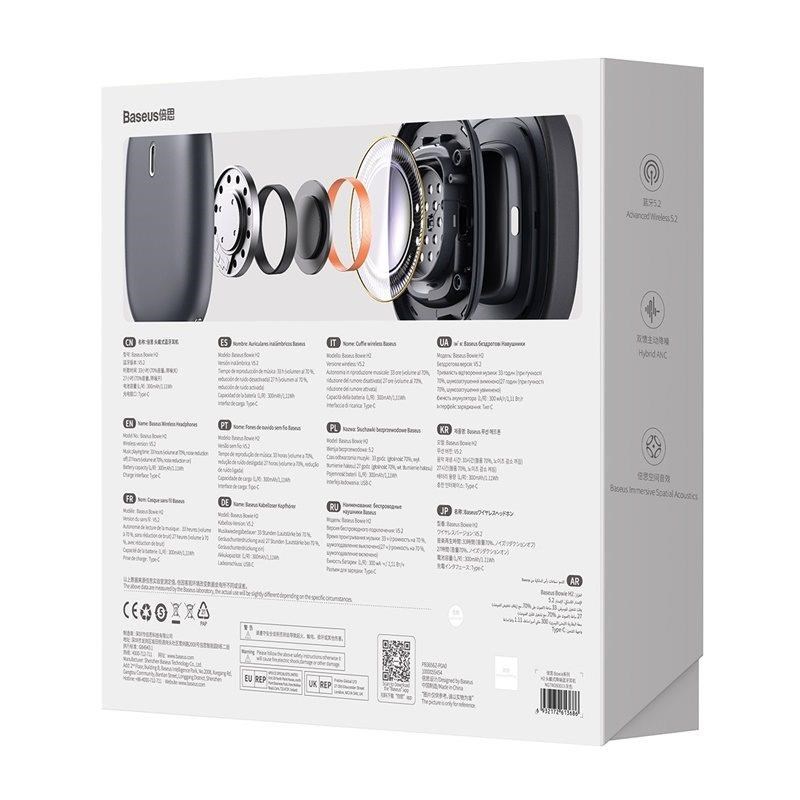 Baseus Bowie H2 TWS bezdrátová sluchátka přes hlavu Bluetooth 5.2,  šedá7 