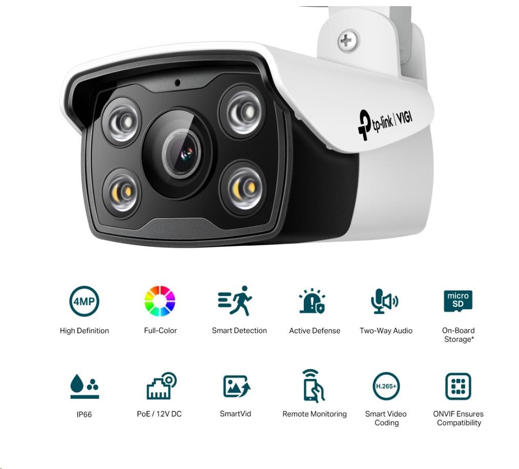 TP-Link VIGI C340 (6mm),  4MP,  Bullet,  PoE,  IR 30m,  Micro SD card2 