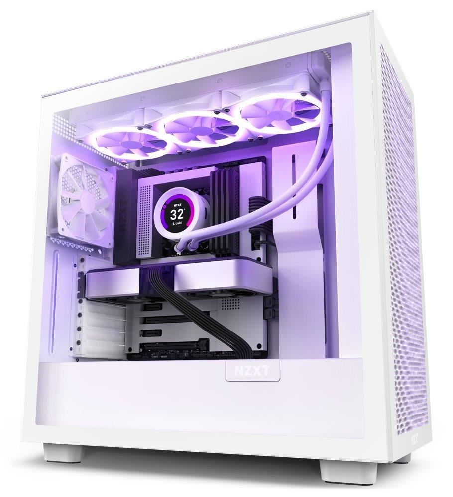 Skriňa NZXT H7 Flow edition / ATX / 2x120 mm ventilátor / USB-C / 2x USB / sklenená bočnica / sieťovaný panel / biela2 