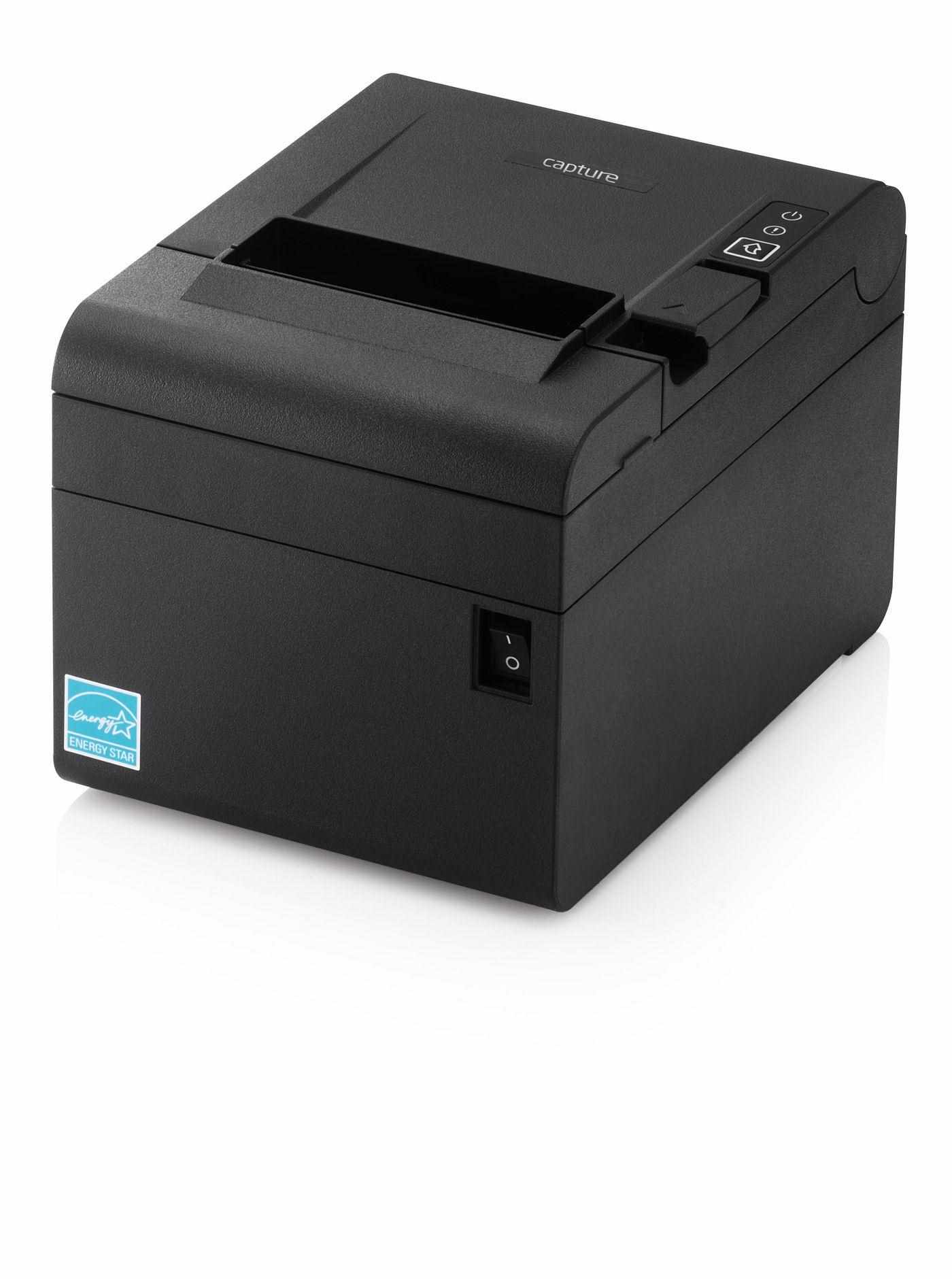 Capture direct thermal printer with Ethernet,  Serial and USB connection. USB cable and power supply included0 