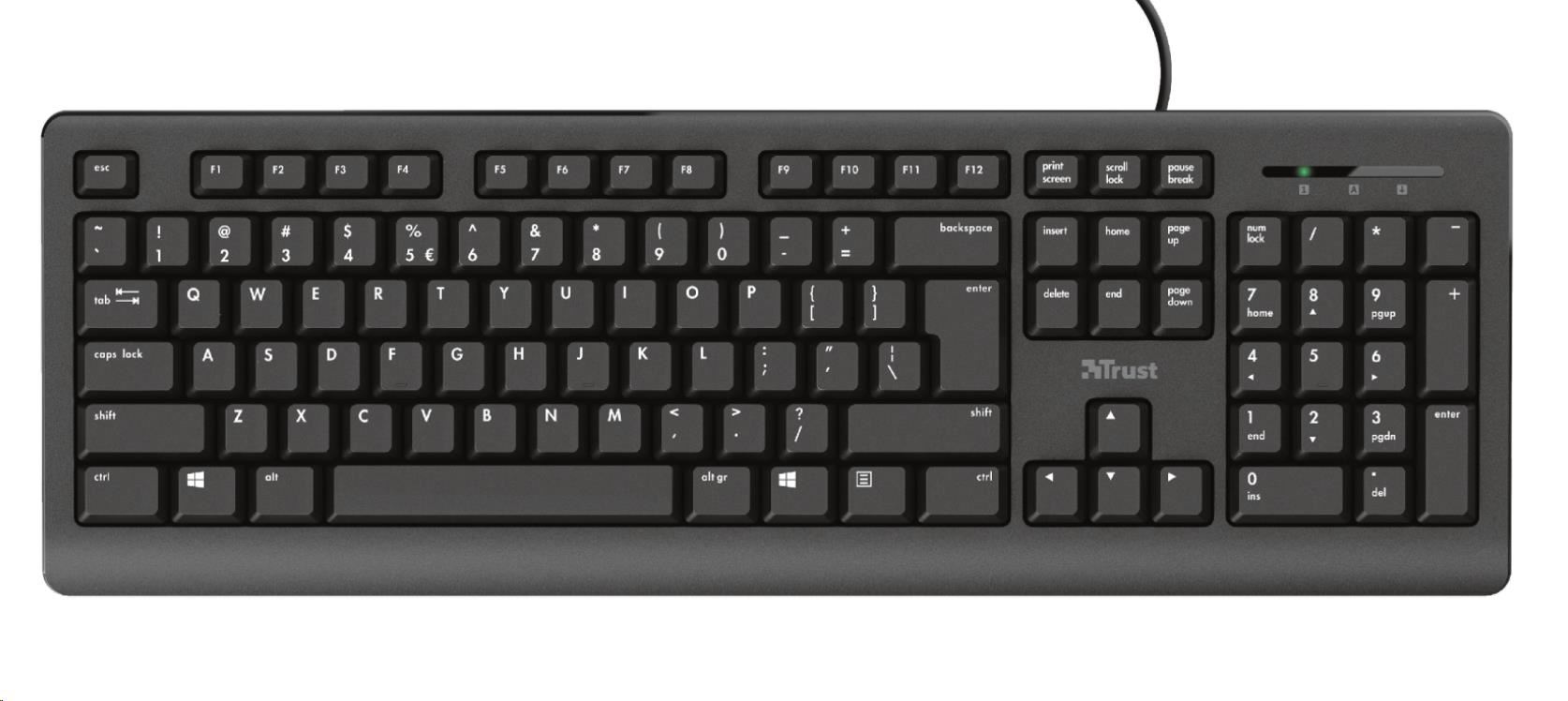 TRUST klávesnice PRIMO,  membránová,  USB,  DE0 