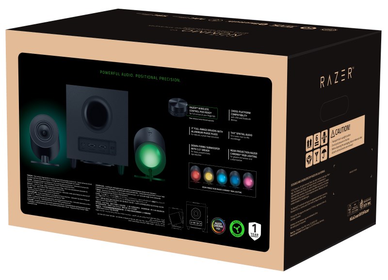 RAZER reproduktor Nommo V2,  2.1 Reproduktory se Subwooferem,  RGB7 