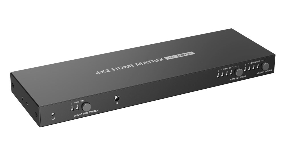 PremiumCord HDMI matrix switch 4:2 ,  UHD rozlišení 4Kx2K@60Hz HDR,  SPDIF,  Auto-Downscaling2 
