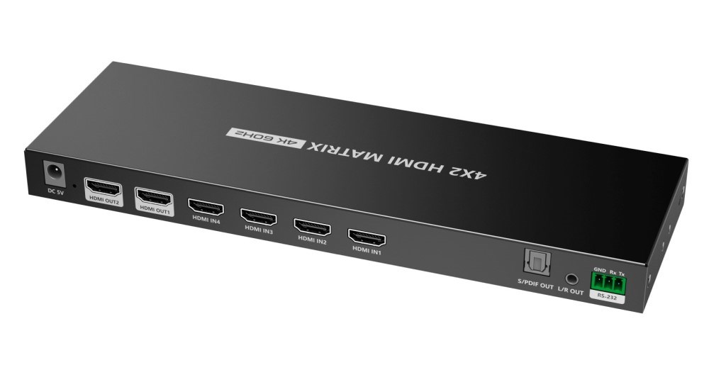 PremiumCord HDMI matrix switch 4:2 ,  UHD rozlišení 4Kx2K@60Hz HDR,  SPDIF,  Auto-Downscaling0 