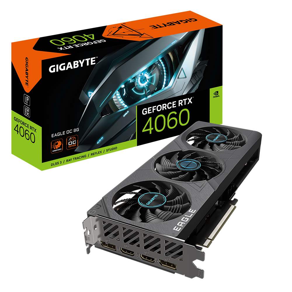 GIGABYTE VGA NVIDIA GeForce RTX 4060 EAGLE OC 8G,  8G GDDR6,  2xDP,  2xHDMI0 