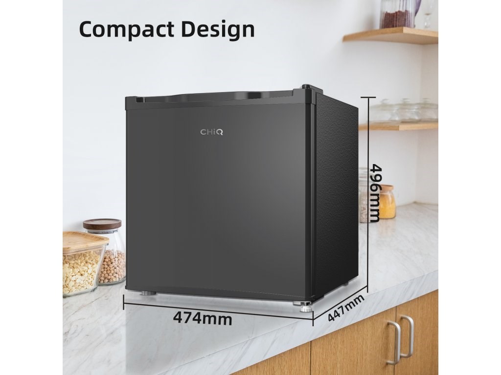 CHiQ CSD31D4E minibar,  31 litrů,  2 přihrádky,  -24 °C až +10 °C,  mrazák - lednice,  41 dB3 