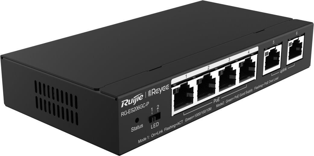 Reyee RG-ES206GC-P Smart mananged PoE switch,  4x PoE0 