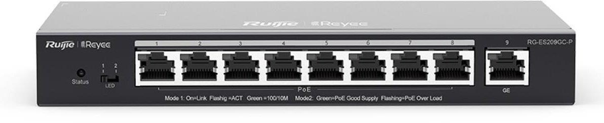 Reyee RG-ES209GC-P Smart mananged PoE switch,  8x PoE1 