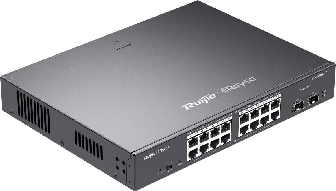 Reyee RG-ES218GC-P Smart mananged PoE switch,  16x PoE,  2x SFP0 