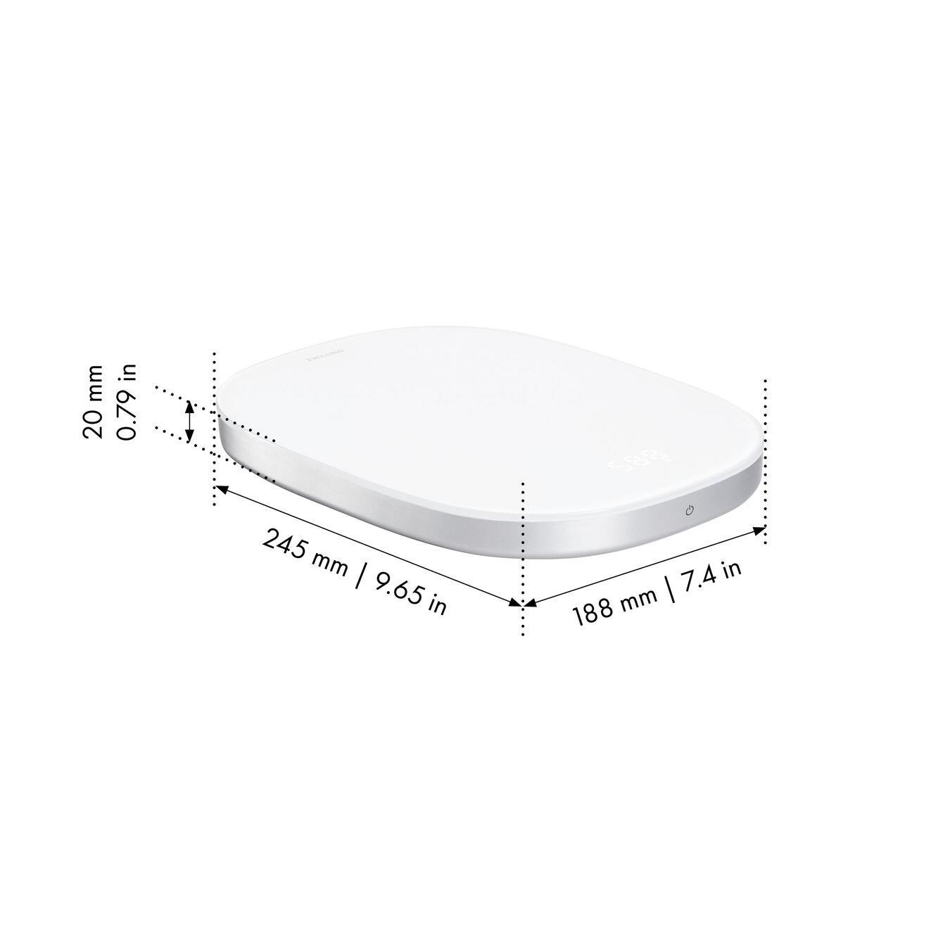 ZWILLING digitální kuchyňská váha,  Li-ion baterie,  USB napájení,  sklo,  stříbrná - Enfinigy3 