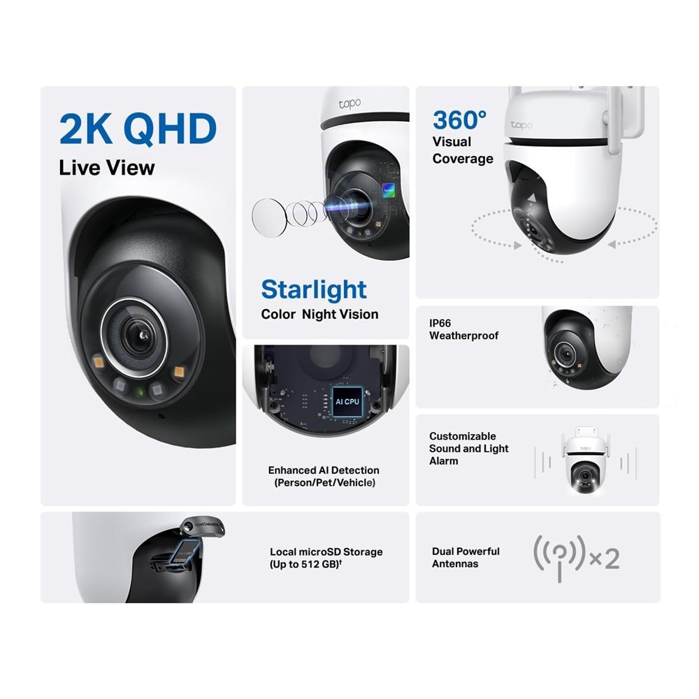TP-Link Tapo C520WS venkovní-outdoor kamera,  (4MP,  2K QHD 1440p,  WiFi,  IR 30m,  microSD card)1 