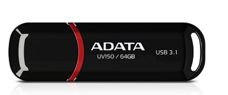 ADATA Flash Disk 64GB UV150,  USB 3.1 disk Dash Drive (R:90/ W:20 MB/ s) čierny0 