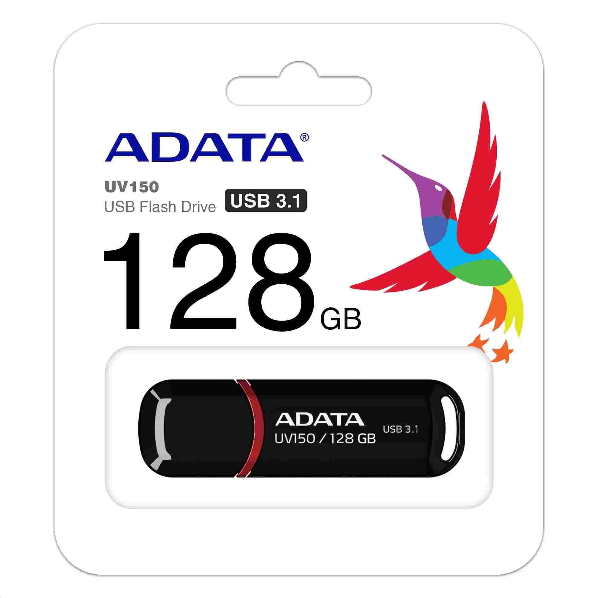 ADATA Flash disk 128GB UV150,  USB 3.1 disk Dash Drive (R:90/ W:20 MB/ s) čierny1 