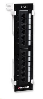 Intellinet Patch panel,  12 portov Cat5e,  UTP,  čierny,  montáž na stenu0 