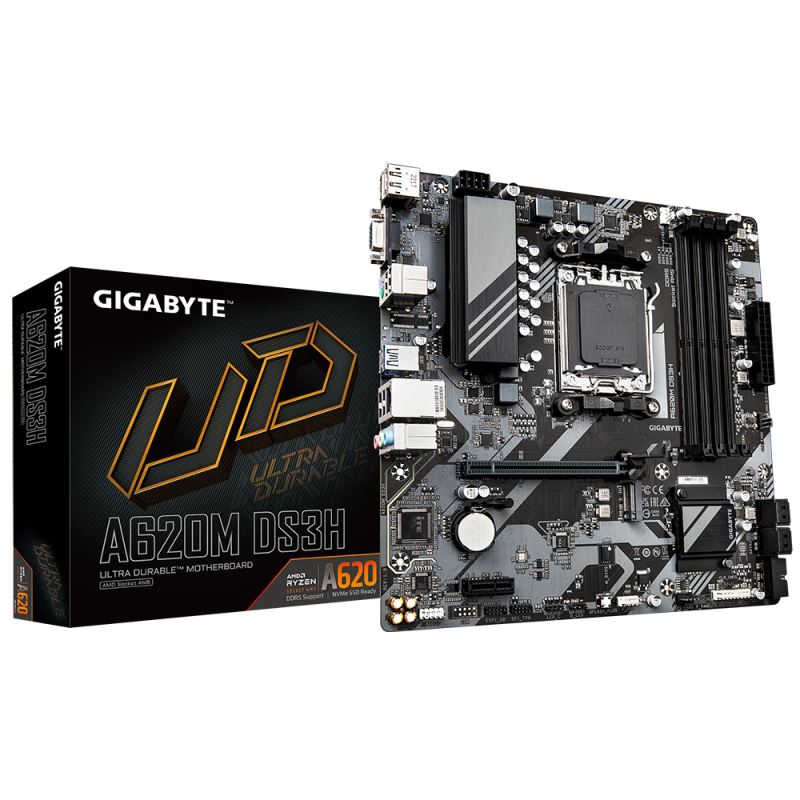 GIGABYTE MB Sc AM5 A620M DS3H,  AMD A620,  4xDDR5,  1xDP,  1xHDMI,  1xD-Sub0 