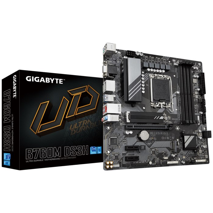 GIGABYTE MB Sc LGA1700 B760M DS3H,  Intel B760,  4xDDR5,  2xDP,  1xHDMI,  1xVGA,  mATX0 