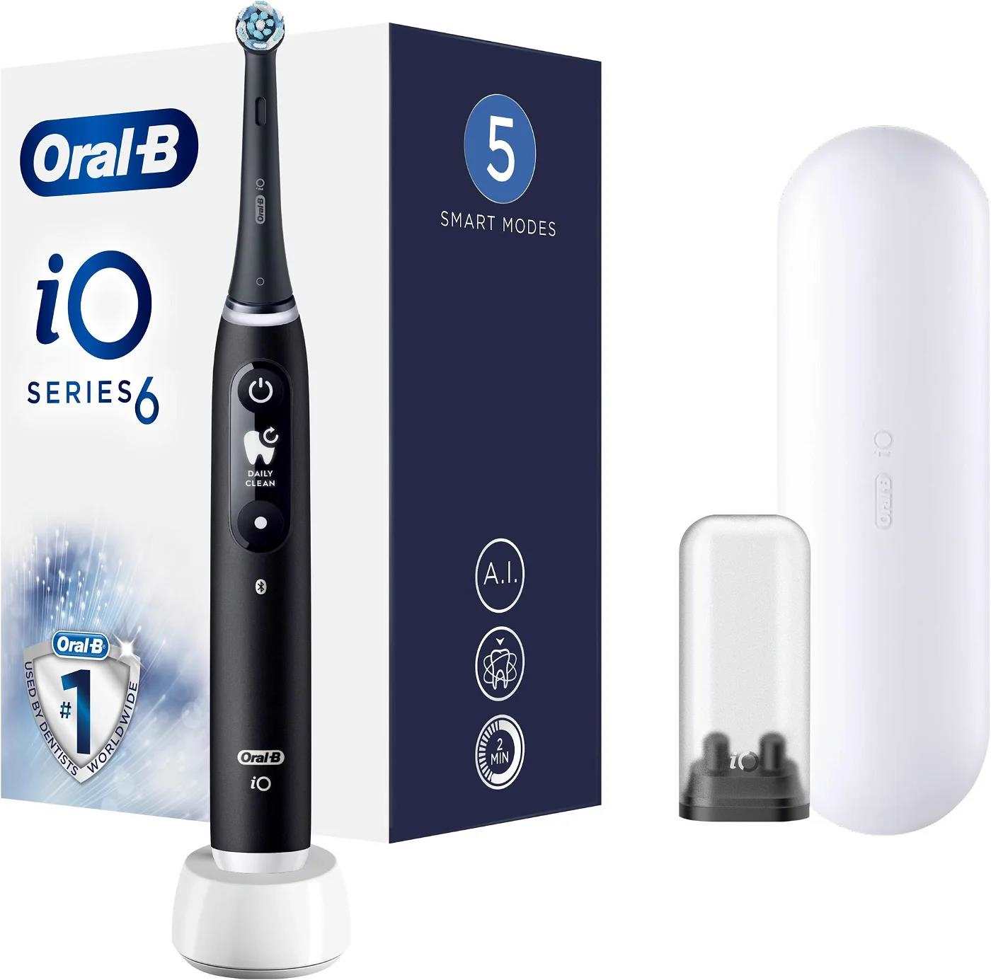 Oral-B iO6 elektrický zubní kartáček,  magnetický,  5 režimů,  displej,  umělá inteligence,  časovač,  černý2 