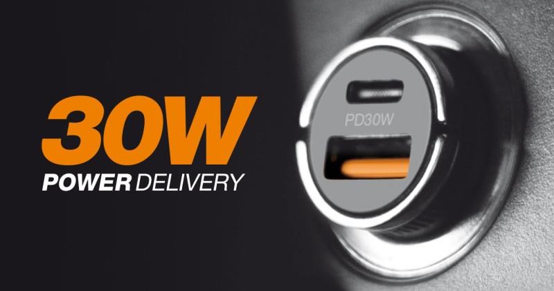 ALIGATOR chytrá mini nabíječka do auta Power Delivery 30W,  USB-C + USB-A,  kabel USB-C/ Lightning,  černá8 